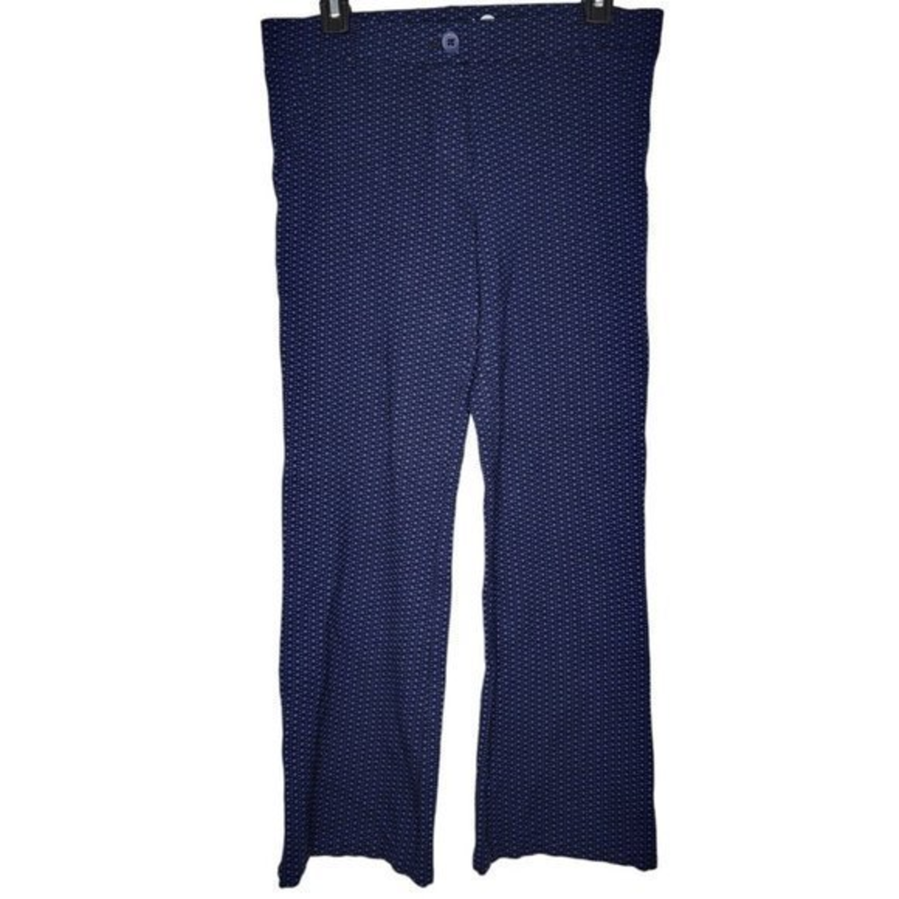 Betabrand Medium‎ Black Blue Hearts Pull On Bootcut Yoga Stretch Work Pants